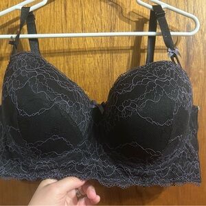 Deesse Lingerie Black and Purple Lace Bra